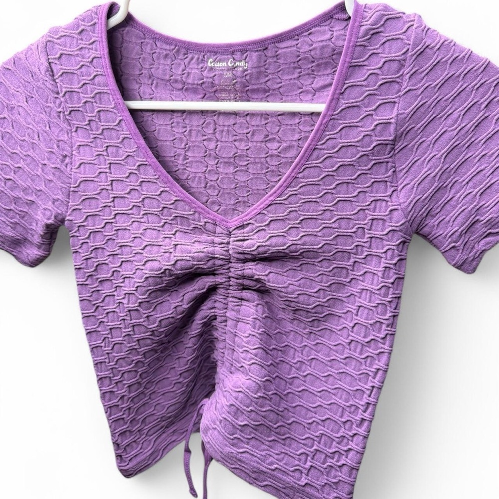 Lilac Textured Crop Top w/ Ruched Tie | Forever 21 | NWT